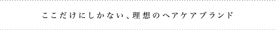 ここだけにしかない、理想のヘアケアブランド